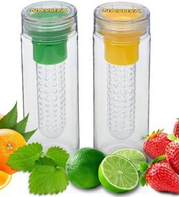 img 4 attached to 🍓 Nayoya Fruit Infused Infuser Water Bottles: Set of 2, 28 oz Leak Proof Tritan Plastic - Ideal for Refreshing Hydration