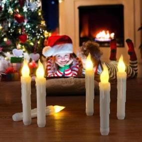 img 3 attached to 🕯️ PChero Flameless LED Taper Candles with Remote Control - Set of 6, Battery Operated Flickering Window Candlesticks, Dripless Handheld Pillar Candles for Party, Classroom, Church Decorations