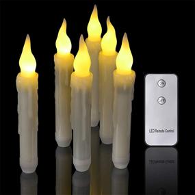 img 4 attached to 🕯️ PChero Flameless LED Taper Candles with Remote Control - Set of 6, Battery Operated Flickering Window Candlesticks, Dripless Handheld Pillar Candles for Party, Classroom, Church Decorations