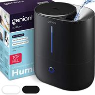 geniani top fill cool mist humidifier & essential oil diffuser - smart aroma ultrasonic humidifier for bedroom, home, baby - auto shut off (black, 4l) logo