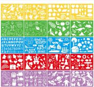 🎨 creative kids' drawing stencils set: 20pc diy templates with 300+ reusable patterns & washable craft fun logo