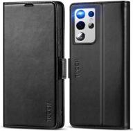 📱 tucch wallet case for galaxy s21 ultra 5g 6.8-inch, black - rfid blocking card slot, shockproof interior case with kickstand, magnetic pu leather folio cover logo