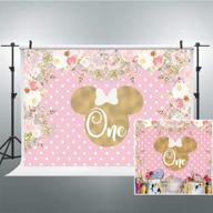 riyidecor pink floral mouse head backdrop 7x5ft - perfect for girsl one year 1st birthday photography - flowers, polka dots, celebration props logo