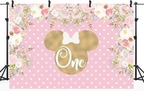 img 3 attached to Riyidecor Pink Floral Mouse Head Backdrop 7x5ft - Perfect for Girsl One Year 1st Birthday Photography - Flowers, Polka Dots, Celebration Props