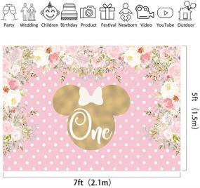 img 2 attached to Riyidecor Pink Floral Mouse Head Backdrop 7x5ft - Perfect for Girsl One Year 1st Birthday Photography - Flowers, Polka Dots, Celebration Props