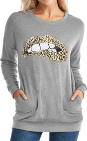 img 4 attached to 👚 Womens Long Sleeve Graphic Pullover Sweatshirts with Pockets: Casual Loose Blouse Tops