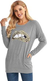 img 3 attached to 👚 Womens Long Sleeve Graphic Pullover Sweatshirts with Pockets: Casual Loose Blouse Tops