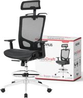 🪑 nouhaus ergonomic task/draft chair with headrest - computer & office chair with swivel wheels, black (ergodraft) logo