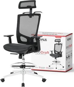 img 4 attached to 🪑 NOUHAUS Ergonomic Task/Draft Chair with Headrest - Computer & Office chair with Swivel Wheels, Black (ErgoDraft)
