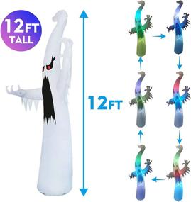 img 2 attached to 👻 Hauntingly Spectacular: GOOSH 12 FT Tall Halloween Inflatable - Outdoor Horror White Ghost Yard Decoration with LED Lights - Perfect for Holiday, Party, Yard & Garden!