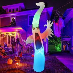 img 4 attached to 👻 Hauntingly Spectacular: GOOSH 12 FT Tall Halloween Inflatable - Outdoor Horror White Ghost Yard Decoration with LED Lights - Perfect for Holiday, Party, Yard & Garden!