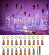 🍷 wine bottle string lights: 18-pack 20 led 2m fairy lights for diy party wedding decor - battery operated silver copper wire lights with cork (colorful) логотип