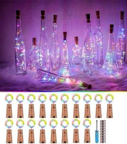 img 4 attached to 🍷 Wine Bottle String Lights: 18-Pack 20 LED 2M Fairy Lights for DIY Party Wedding Decor - Battery Operated Silver Copper Wire Lights with Cork (Colorful)