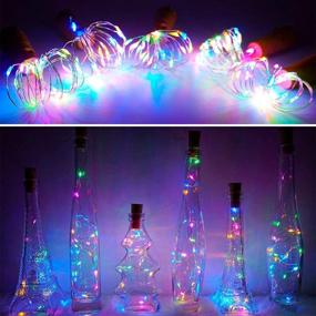 img 3 attached to 🍷 Wine Bottle String Lights: 18-Pack 20 LED 2M Fairy Lights for DIY Party Wedding Decor - Battery Operated Silver Copper Wire Lights with Cork (Colorful)