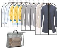 👔 10+1 pack garment bags - dust cover for closet clothes storage - black edge zipper - hanging lightweight - clear full garment bag suit bags - peva moth-proof breathable - size: 24'' x 32“/40“/48'' логотип