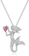 lovely luomart little mermaid necklaces: sparkly unicorn birthstone pendant jewelry set for girls, teens, and women logo