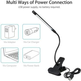 img 2 attached to 📚 Dimmable USB Powered LED Clip Reading Light, Touch Switch Book Lamp for Nighttime Reading in Bed, Flexible Gooseneck Laptop Light for Bedside Table, Desktop, Notebook PC, MAC Computer