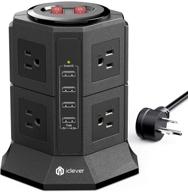 💡 iclever power strip tower гейминг сетевой фильтр: 8 розеток переменного тока, 4,5a usb-порта, 10 футовая удлинительная кабель - идеально подходит для пк, ноутбуков, iphone, домашнего офиса (черный) логотип