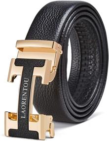 img 4 attached to LAORENTOU Leather Adjustable Ratchet Automatic Men's Accessories in Belts