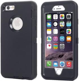 img 4 attached to Protective Black iPhone 6/6S Case with Built-in Screen Protector and Belt Clip - AICase Heavy Duty 3-in-1 Rugged Shockproof Cover