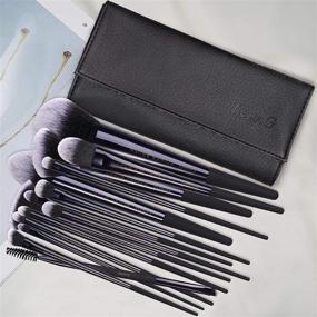 img 1 attached to 💄 LEUNG 14pcs Makeup Brushes Set: Professional Synthetic Kit for Flawless Makeup Application in Glossy Black Bag