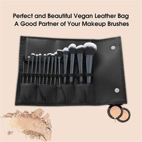 img 3 attached to 💄 LEUNG 14pcs Makeup Brushes Set: Professional Synthetic Kit for Flawless Makeup Application in Glossy Black Bag