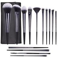 💄 leung 14pcs makeup brushes set: professional synthetic kit for flawless makeup application in glossy black bag logo