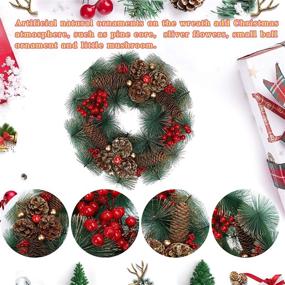 img 1 attached to LessMo Christmas Wreath with 30 LED Lights: Perfect Front Door Decorations, Flocked Red Berries Garland Ornament for Indoor Outdoor Home Wall Xmas Party Decor - Buy Now!