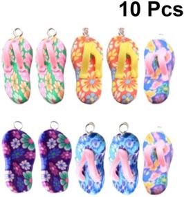 img 3 attached to TENDYCOCO Pack of 10 DIY Keychain Charms Mini Flip Flop Pendants for Jewelry Making - Assorted Color Tiny Pendants for Earrings, Bracelets, Cell Phone Projects