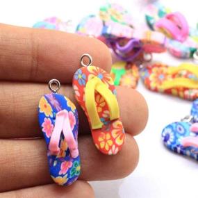 img 2 attached to TENDYCOCO Pack of 10 DIY Keychain Charms Mini Flip Flop Pendants for Jewelry Making - Assorted Color Tiny Pendants for Earrings, Bracelets, Cell Phone Projects