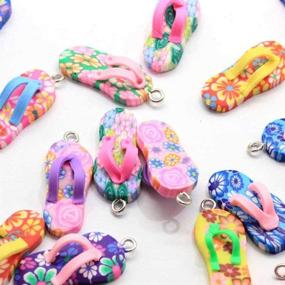 img 1 attached to TENDYCOCO Pack of 10 DIY Keychain Charms Mini Flip Flop Pendants for Jewelry Making - Assorted Color Tiny Pendants for Earrings, Bracelets, Cell Phone Projects