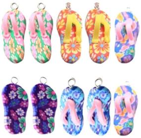 img 4 attached to TENDYCOCO Pack of 10 DIY Keychain Charms Mini Flip Flop Pendants for Jewelry Making - Assorted Color Tiny Pendants for Earrings, Bracelets, Cell Phone Projects