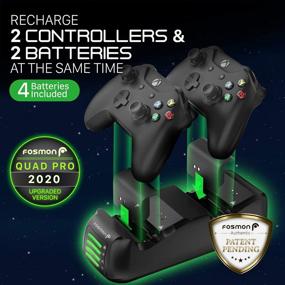 img 2 attached to 🎮 Fosmon Quad PRO Controller Charger for Xbox One/One X/One S Elite (Not for Xbox Series X/S 2020) - Dual Dock Charging Station with 4 Rechargeable Battery Packs, Black