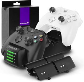 img 4 attached to 🎮 Fosmon Quad PRO Controller Charger for Xbox One/One X/One S Elite (Not for Xbox Series X/S 2020) - Dual Dock Charging Station with 4 Rechargeable Battery Packs, Black