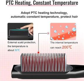 img 1 attached to 🔥 AQIQI Расческа для выпрямления волос с автоматическим отключением, антиожоговой функцией, быстрым нагревом керамическими элементами за 30 секунд, 7 уровнями регулируемого тепла, идеально для использования дома, в путешествиях и в салоне (штекер типа US)