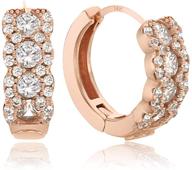 💎 eva 14k gold cubic zirconia hoop earrings with rose gold plating - perfect for women and girls logo