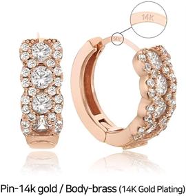 img 2 attached to 💎 EVA 14K Gold Cubic Zirconia Hoop Earrings with Rose Gold Plating - Perfect for Women and Girls