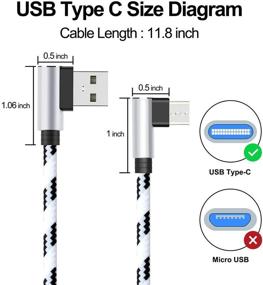 img 1 attached to 🔌 Быстрозарядный USB C кабель короткий - 3 шт. 1 фут (30 см) нейлоновый оплетка, угловой тип C кабель для автомобиля Oculus Quest iPad Pro Air Mini Samsung Galaxy Note 10 S10 S20 S21 Ultra Google Pixel LG Moto ZTE.