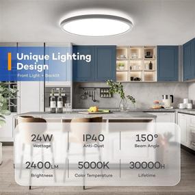 img 2 attached to 💡 BLNAN LED Flush Mount Ceiling Light Fixture - 12 Inch 24W Daylight White Flat Modern Round Light, Slim Panel Ceiling Lamp for Living Room Kitchen Studio Laundry Closet Basement Garage - 5000K