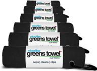greens towel 6 pack - jet black golf towels with clip 🏌️ for golf bags, plush microfiber fabric, 16x16 - the original greens towel value pack logo
