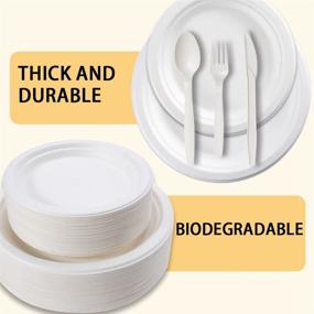 img 2 attached to 300 Piece Compostable Plates Utensils 🌱 Set for Eco-Friendly Parties, BBQs, Camping, and Picnics