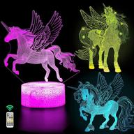 🦄 comforhous 3d unicorn night light: 7 color changes & remote control. ideal gift for girls 3-9 years! logo