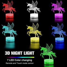 img 3 attached to 🦄 Comforhous 3D Unicorn Night Light: 7 Color Changes & Remote Control. Ideal Gift for Girls 3-9 Years!