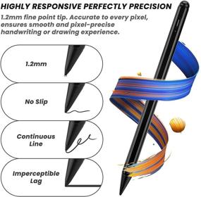 img 1 attached to Ручка-стилус 2021 iPad Pro 11 дюймов 2-го поколения - с поддержкой отвержения ладони, магнитным держателем и заменяемым наконечником из POM диаметром 1,2 мм для Apple iPad Pro 11 дюймов 3-го поколения - черный