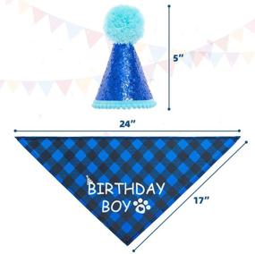 img 2 attached to 🎉 Mihachi Dog Birthday Bandana with Hat - Premium Party Supplies Set for Pet Puppy Cat's Perfect Birthday Celebration