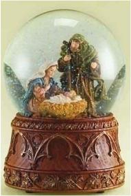 img 1 attached to 🎄 Exquisite Christmas Nativity Snow Globe: 120MM Musical Glitterdome with Carved Wood Base - Plays 'O Holy Night' Tune