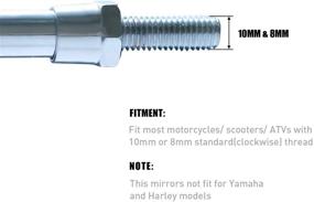img 1 attached to 🔍 Зеркала Enoch Universal для мотоциклов – боковое зеркало заднего вида с адаптерами 8 мм/10 мм для мотоциклов Honda Kawasaki Suzuki Cruiser Scooter (хром) – мотоциклетные аксессуары.