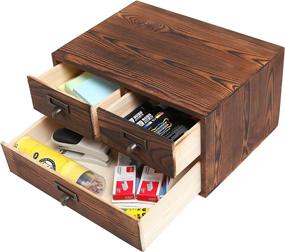 img 1 attached to 🗄️ MyGift Rustic Dark Brown Wood 3-Drawer Office Accessories Storage Cabinet: Efficient Organizer for Makeup, Jewelry, Sewing & Craft Supplies