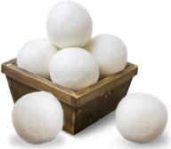 🐑 premium new zealand wool dryer balls - xl size 6 pack for natural fabric softening, anti static, lint free results, odorless and chemical free, reduces wrinkles, 100% organic, 1000+ loads, baby safe - white (6 count) logo