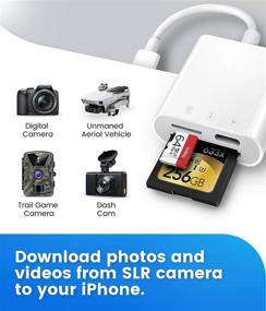 img 3 attached to 📸 Oyuiasle SD Card Reader for iPhone iPad, Trail Game Camera Viewer, SLR Cameras Accessories with Dual Slots, Photography Memory Card Adapter, Plug and Play